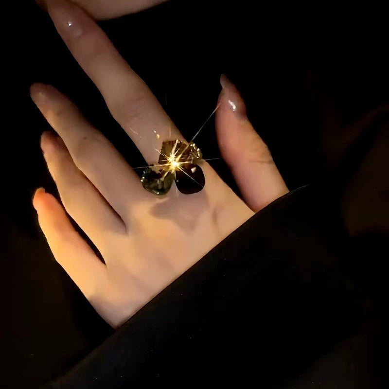 Modern 3D Gold Cube Ring | 14K Gold Plated worn on the hand to show its beautiful fit and design