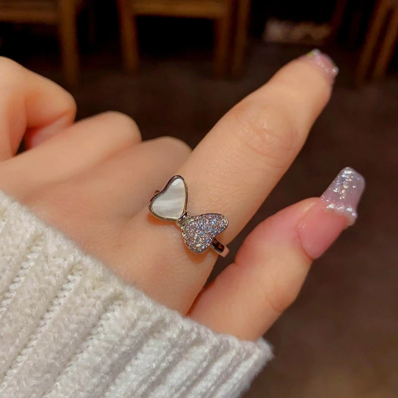 Sparkling Zircon Gold Shell Ring | 14K Gold Plated worn on the hand to show its beautiful fit and design