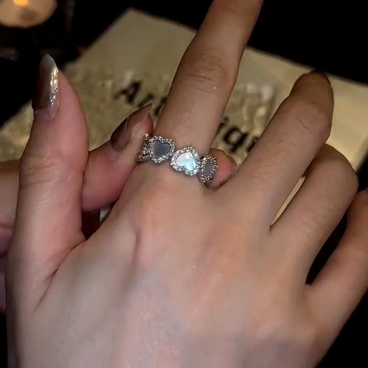 Adjustable Zircon Gold Heart Ring | 14K Gold Plated worn on the hand to show its beautiful fit and design