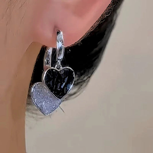 14K Gold Plated Crystal Double-Heart Earrings - elegant gold heart earrings