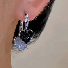 14K Gold Plated Crystal Double-Heart Earrings - elegant gold heart earrings