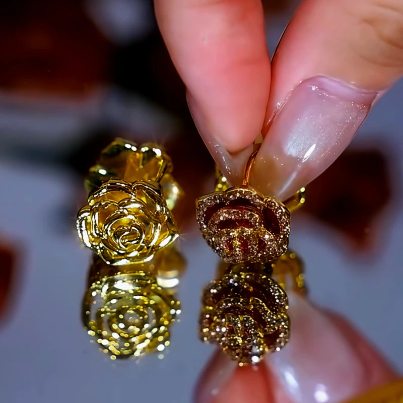 Perfect gold flower earrings for adding glamour to any outfit