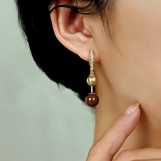 14K Gold Plated Pearl Earrings - elegant gold pearl earrings