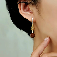 14K Gold Plated Pearl Earrings - elegant gold pearl earrings