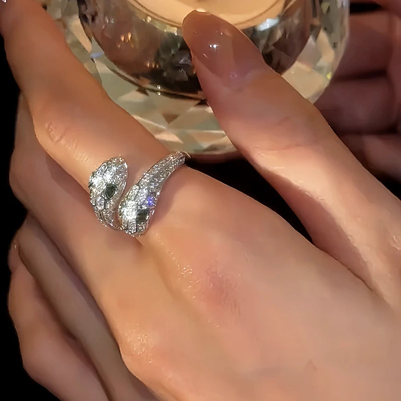 14K Gold Plated Zircon Adjustable Snake Rings - stunning gold snake ring