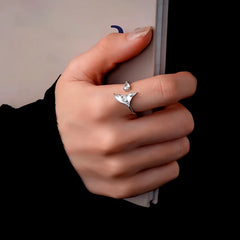 14K Gold Plated Zircon Fishtail Adjustable Rings - stunning gold mermaid ring