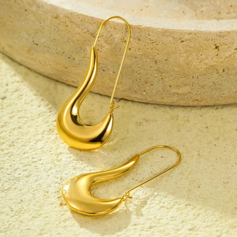 Close-up detail of the sparkling zircons and plating on the Water Drop Earrings