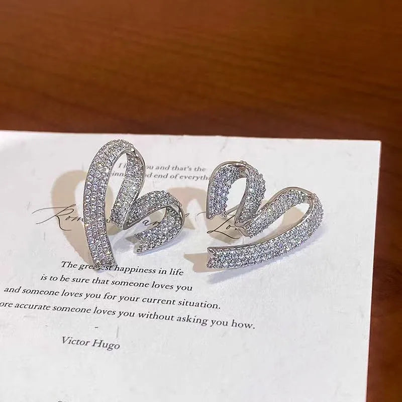 Close-up detail of the sparkling zircons and plating on the Heart Studs