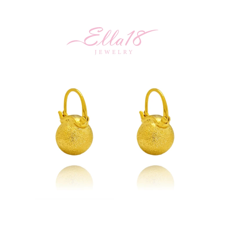 Angled view of the 18K Gold-Plated Gilded Sandalwood Bead Earrings
