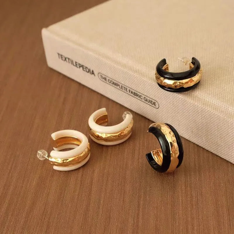 18K Gold-Plated Glaze Texture C-Shaped Earrings - elegant C-Shaped Earrings