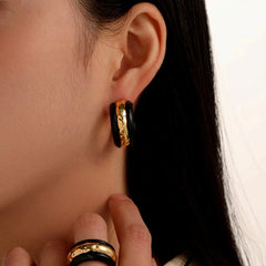 Close-up detail of the sparkling zircons and plating on the C-Shaped Earrings