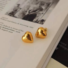 18K Gold-Plated Heart Stud Earrings - elegant Heart Stud Earrings