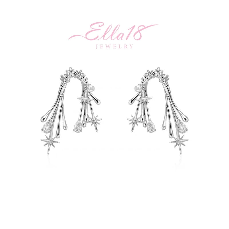 18K Gold-Plated Irregular Zircon Starlight Earrings - elegant Starlight Earrings