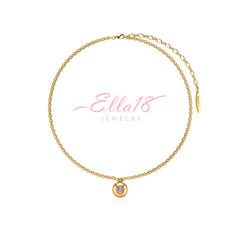 18K Gold-Plated Round Smooth Zircon Necklace - beautiful Zircon Necklace