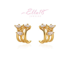 18K Gold-Plated Three-Layer Zircon Stud Earrings - elegant Layer Zircon Stud Earrings