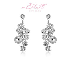 Pair of Ella18 silver CZ bubble drop dangle earrings product shot