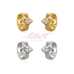 Close-up detail of the sparkling zircons and plating on the Zircon Hoop Earrings