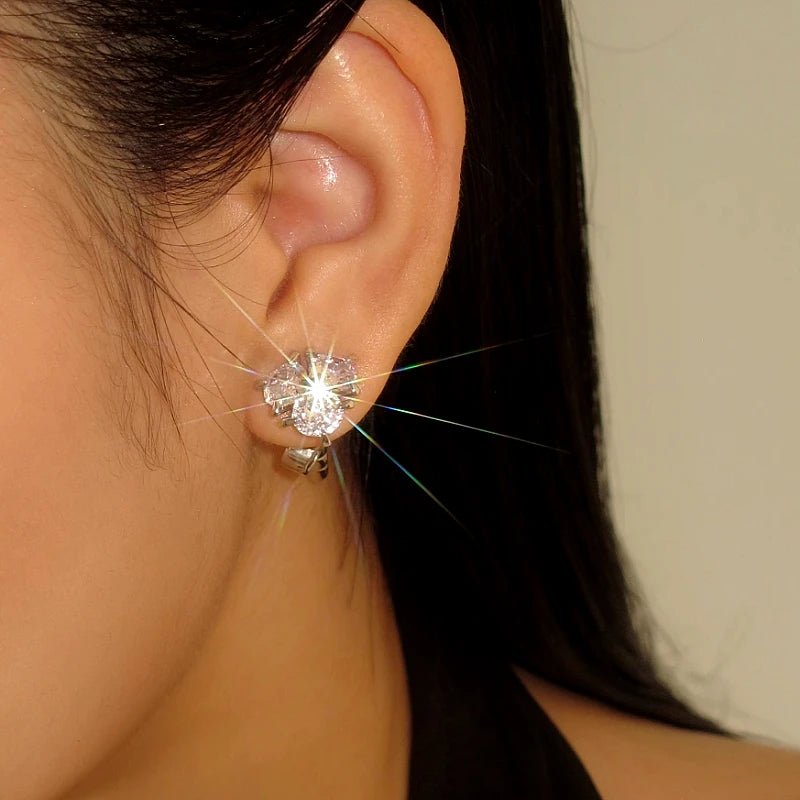 Angled view of the 18K Gold-Plated Zircon Jacket Earrings