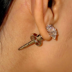 Close-up detail of the sparkling zircons and plating on the Zircon Jacket Earrings
