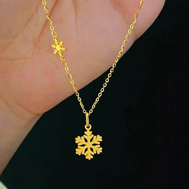Close-up of the pendant and clasp on the Snowflake Necklace
