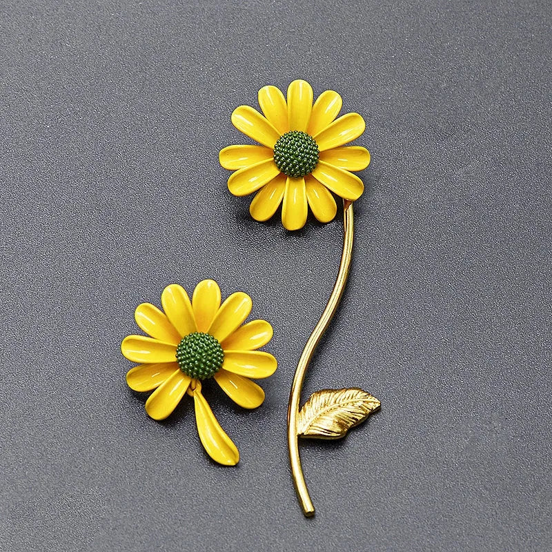 Angled view of the 24K Gold-plated Asymmetrical Daisy Flower Earrings