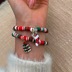 Close-up of the clasp and charm details on the Christmas Tree Bracelets