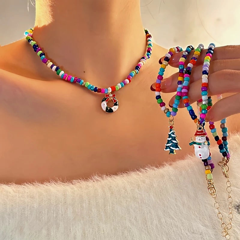 Christmas Series Christmas Tree Necklace worn to showcase its length and pendant detail