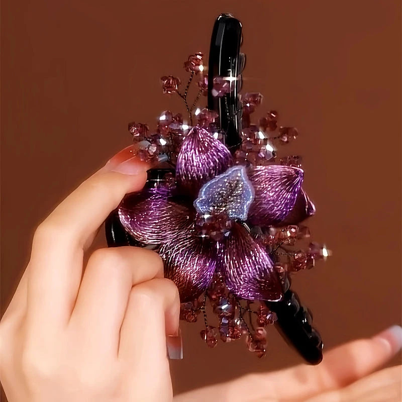 Close-up showing the material and craftsmanship of the Flower Hair Clips