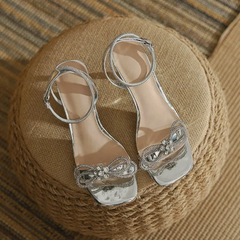 The versatile Crystal Women's Shoes With Bow Bigh Heels, perfect for daily use or special occasions