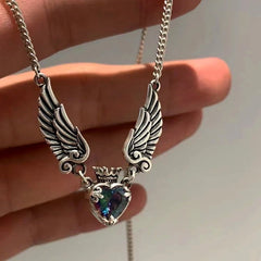 Close-up of the pendant and clasp on the Angel Wing Necklace