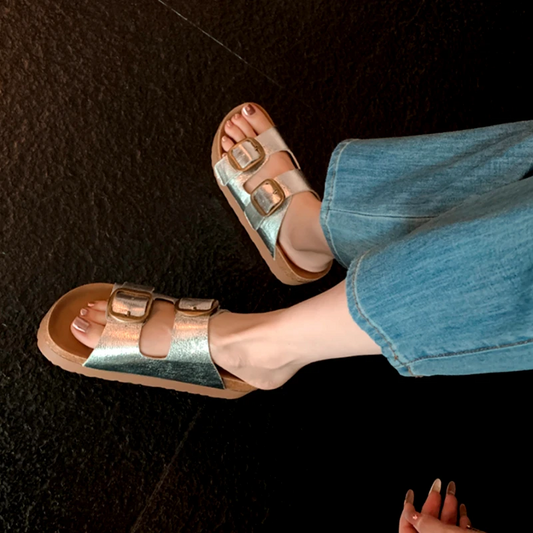 Double Buckle Thick Bottom Heightening Birkenstock Slippers - high quality Double Buckle Slippers