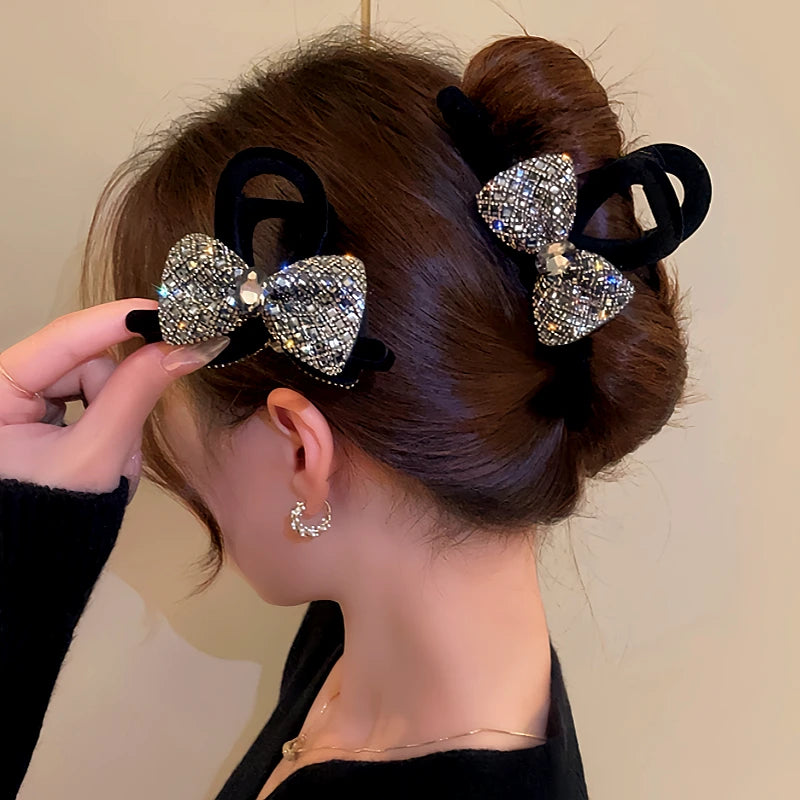 The versatile Elegant Diamond Bow Hair Clip, perfect for daily use or special occasions