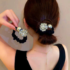 Angled view of the stylish Elegant Diamond Camellia Hair band