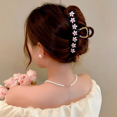 Angled view of the stylish Elegant Diamond Flower Hair Clips