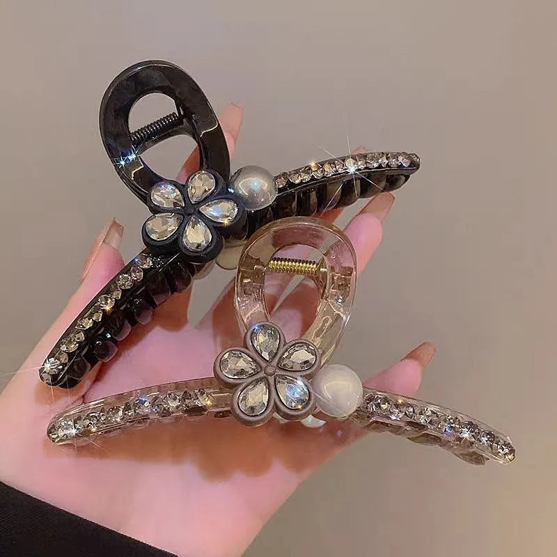 The versatile Elegant Rhinestone Flower Hair Clip, perfect for daily use or special occasions