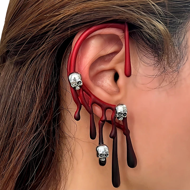 Halloween 14K Gold-Plated Skull Ear Cuffs ( 1 PCS ) - elegant Skull Ear Cuffs