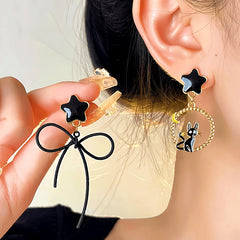 Halloween 14K Gold-Plated Star Bow Cat Earrings - elegant Cat Earrings