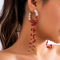 Styling the Halloween Blood Drop Pearl Tassel Clavicle Necklace with a beautiful outfit