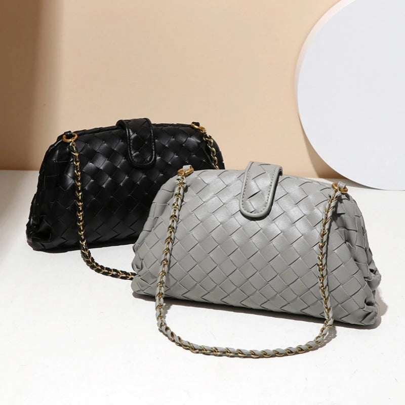 Leather Chain Shoulder Bag shown for scale and size reference