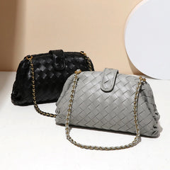 Leather Chain Shoulder Bag shown for scale and size reference