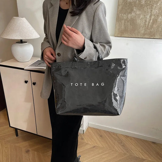 Angled view of the stylish PVC Waterproof Large Jelly Hand Bag