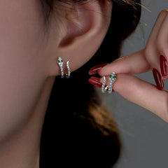 Sterling Silver Double-Layer Zircon Diamond Snake Design Stud Earrings - elegant Butterfly Bracelet