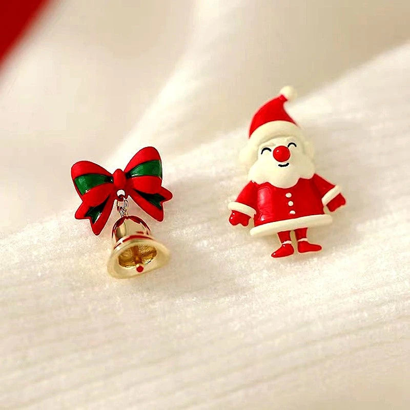 Close-up detail of the sparkling zircons and plating on the Asymmetrical Christmas Earrings