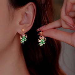 Silver Post Christmas Bow Bell Earrings - elegant Christmas Bell Earrings