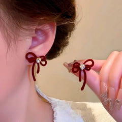 Silver Post Christmas Bow Earrings - elegant Christmas Bow Earrings