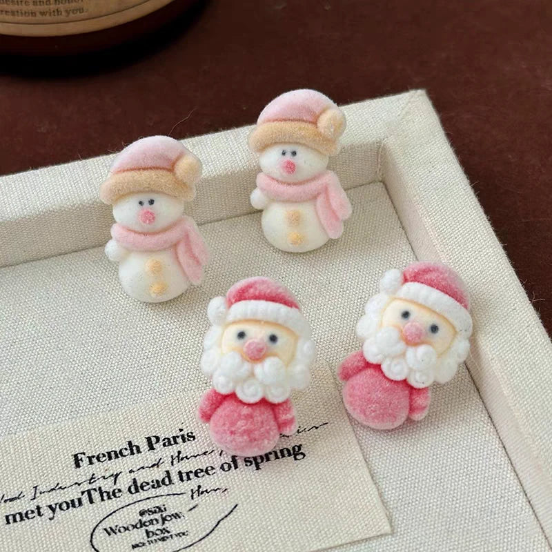 Close-up detail of the sparkling zircons and plating on the Santa Flocking Earrings