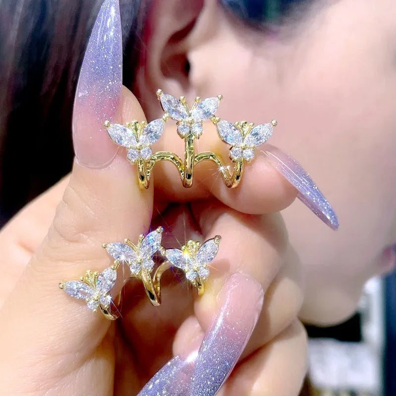 Silver Post Elegant Rhinestone Butterfly Stud Earrings - elegant Rhinestone Butterfly Studs