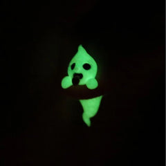 Model showcasing the dangle and style of the Silver Post Hot Selling Halloween Ghost Earrings