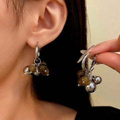 Silver Post Resin Ball Tassel Earrings - elegant Ball Tassel Earrings