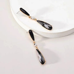 Close-up detail of the sparkling zircons and plating on the Water Drop Earrings